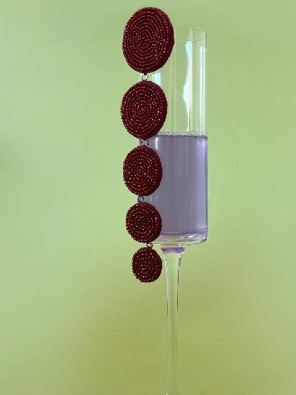Handcrafted Artisan Beaded Earrings "Negroni" Design in Maroon - 60% Off Sale